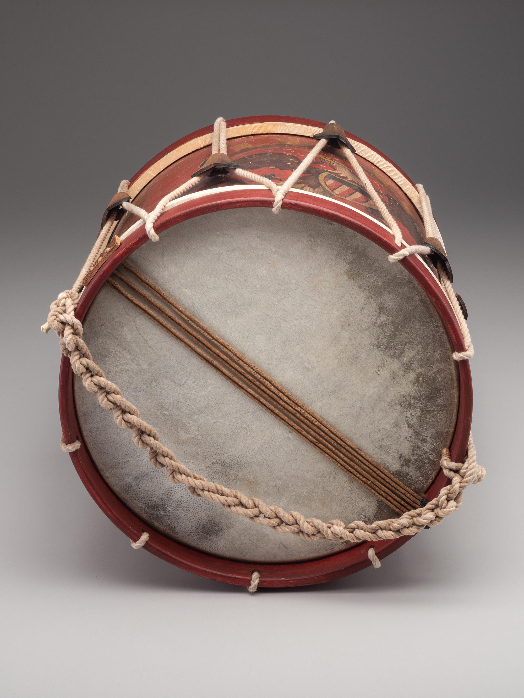 [MILITARIA]. Painted Marine Corps drum, possibly Mexican-War. Manufactured by William Ent, Germantown, PA, ca 1840s.
