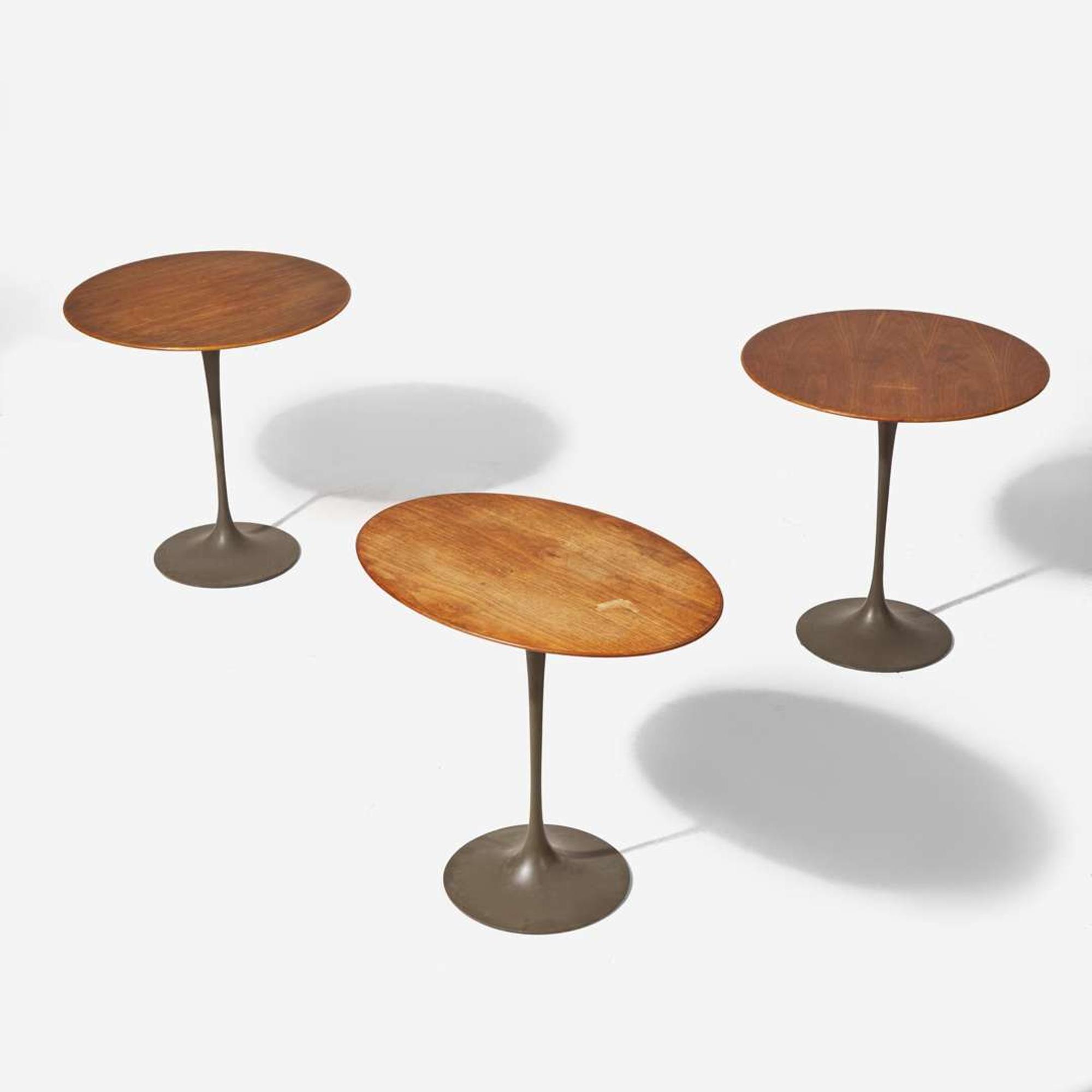 Eero Saarinen (Finnish-American, 1910-1961) Three "Tulip" Side Tables, Knoll Associates, USA, circa 1957