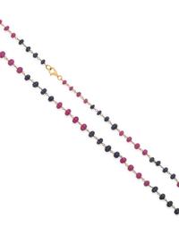 CARVED SAPPHIRE AND RUBY BEAD NECKLACE