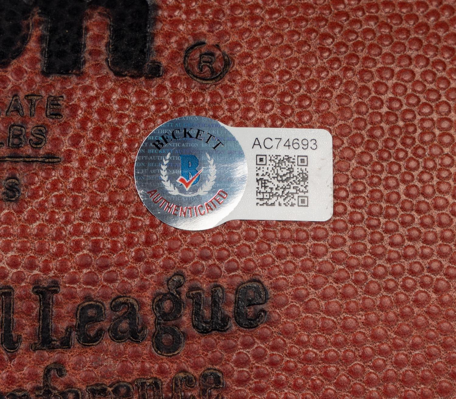 A Walter Payton Single Signed Autograph Wilson NFL Football With Sweetness Inscription (Beckett Authentication Services Letter),