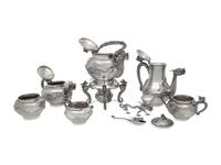 A Chinese Export Silver Seven-Piece Tea and Coffee Service