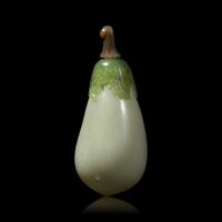 A Chinese Celadon Jade 'Eggplant' Snuff Bottle, Late 19th to Early 20th Century