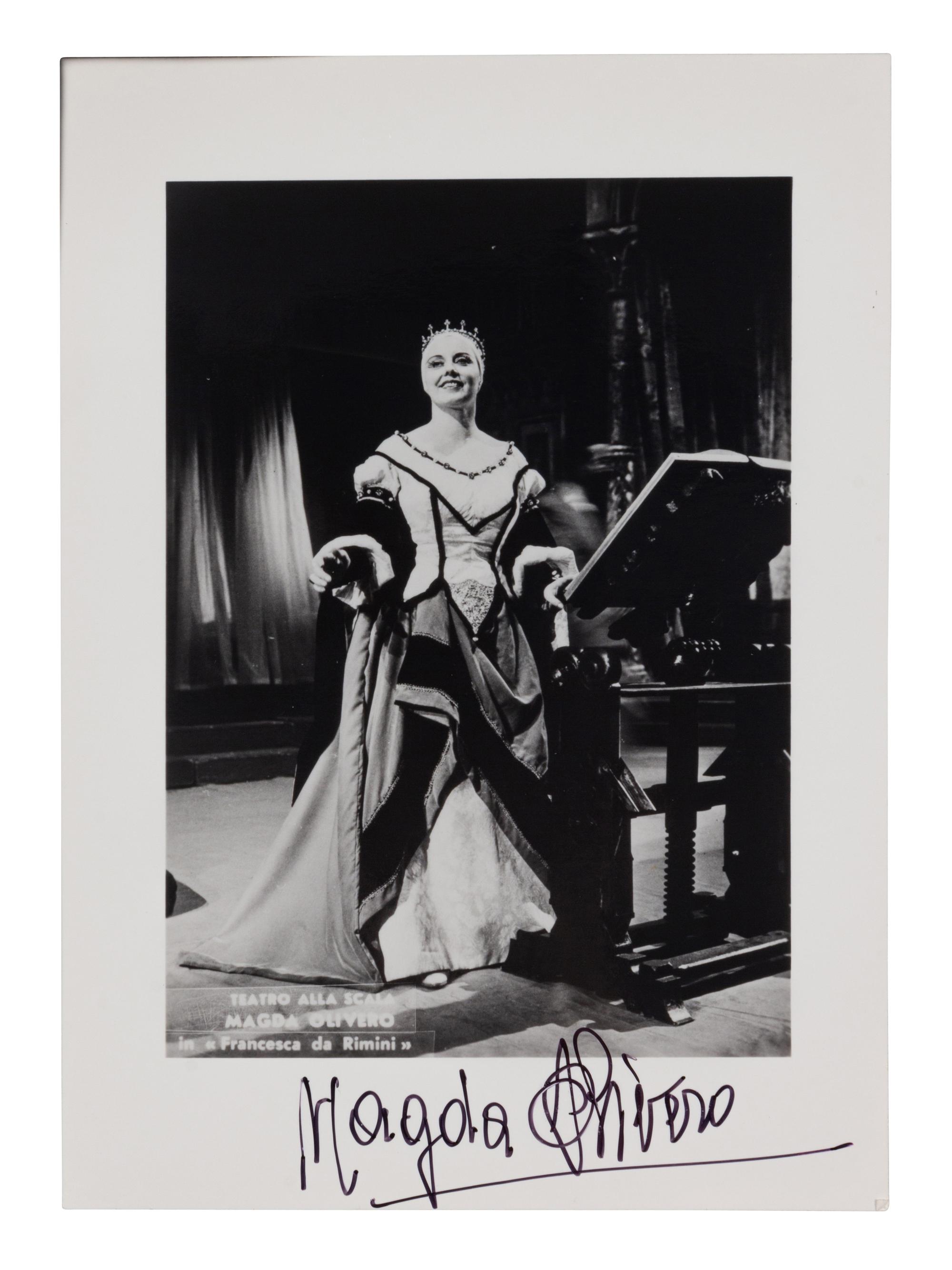 [20TH-CENTURY OPERA SINGERS]. A group of 6 signed photographs or photographic postcards of opera singers from the 1950s-1960s, comprising images of: