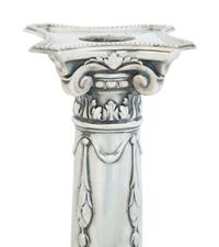 A Pair of German .800 Silver Candlesticks