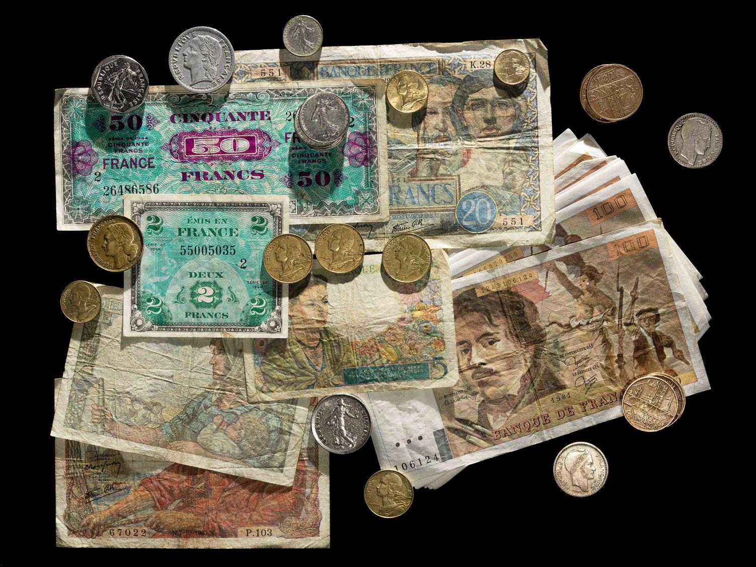 A Collection of French Coins and Paper Money