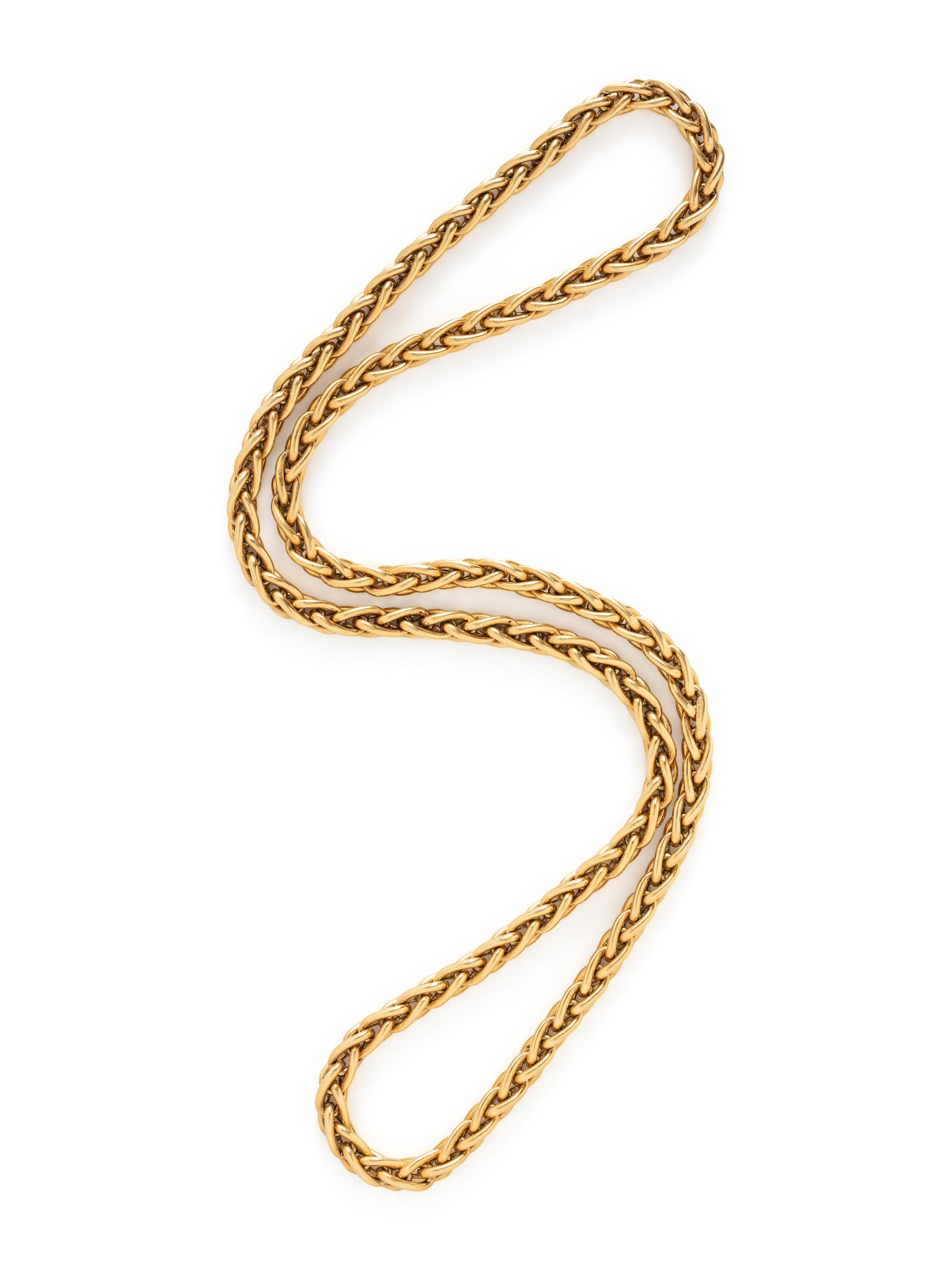 YELLOW GOLD LONG CHAIN NECKLACE