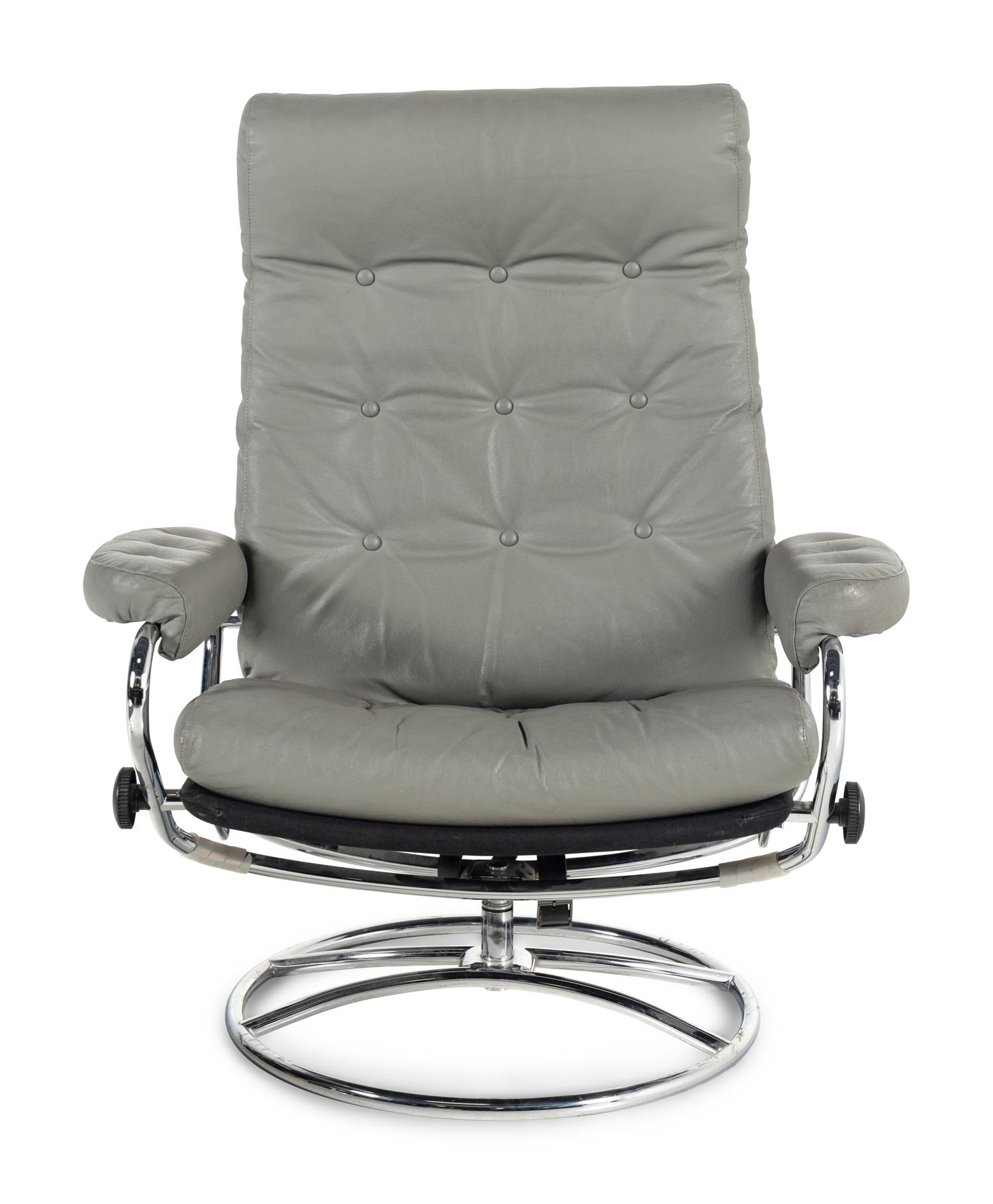 A Leather Recliner with Ottoman