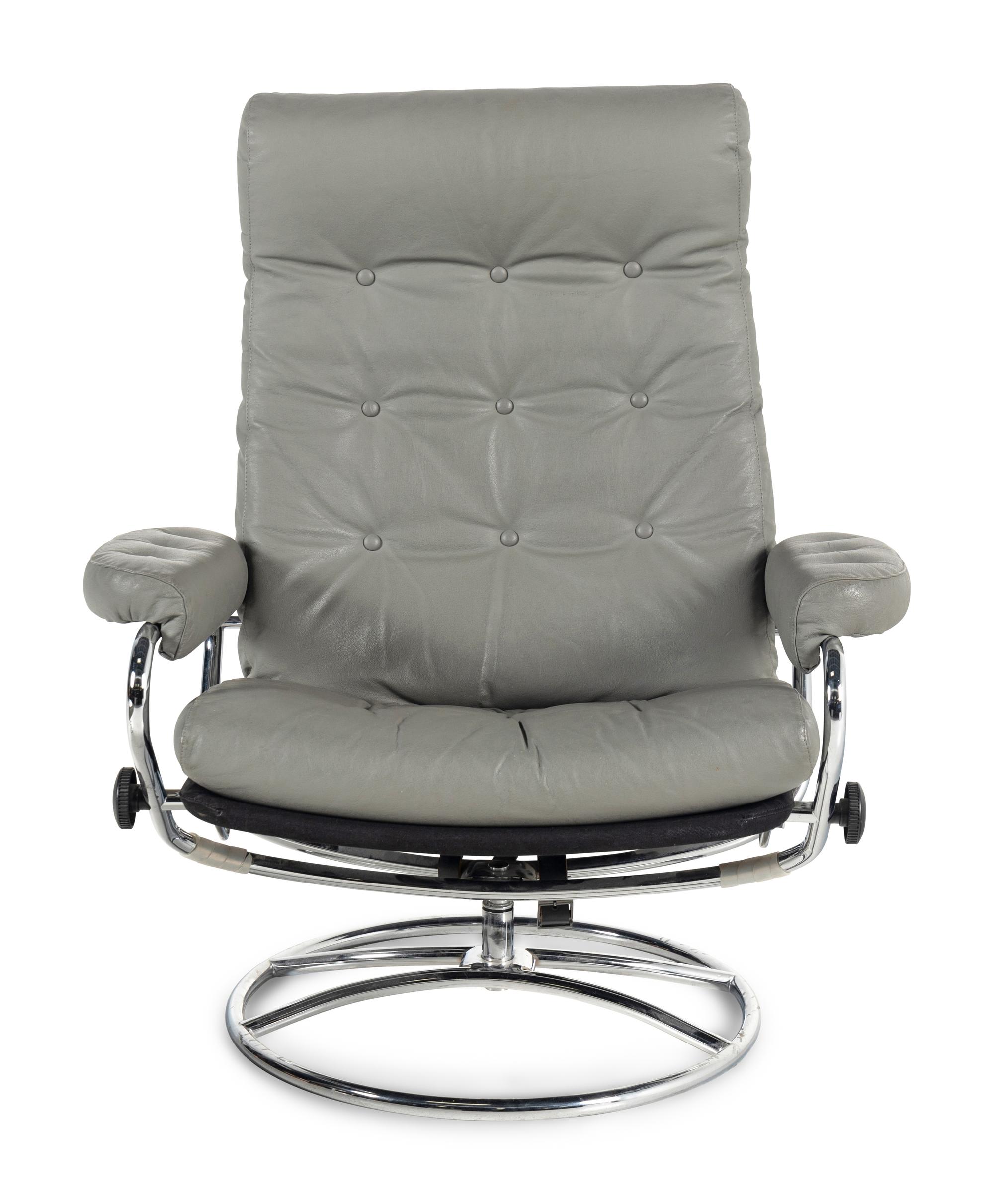 A Leather Recliner with Ottoman