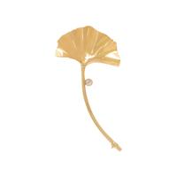 YELLOW GOLD AND DIAMOND GINKO LEAF BROOCH