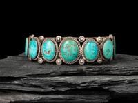 Navajo Silver and Turquoise Cuff Bracelet