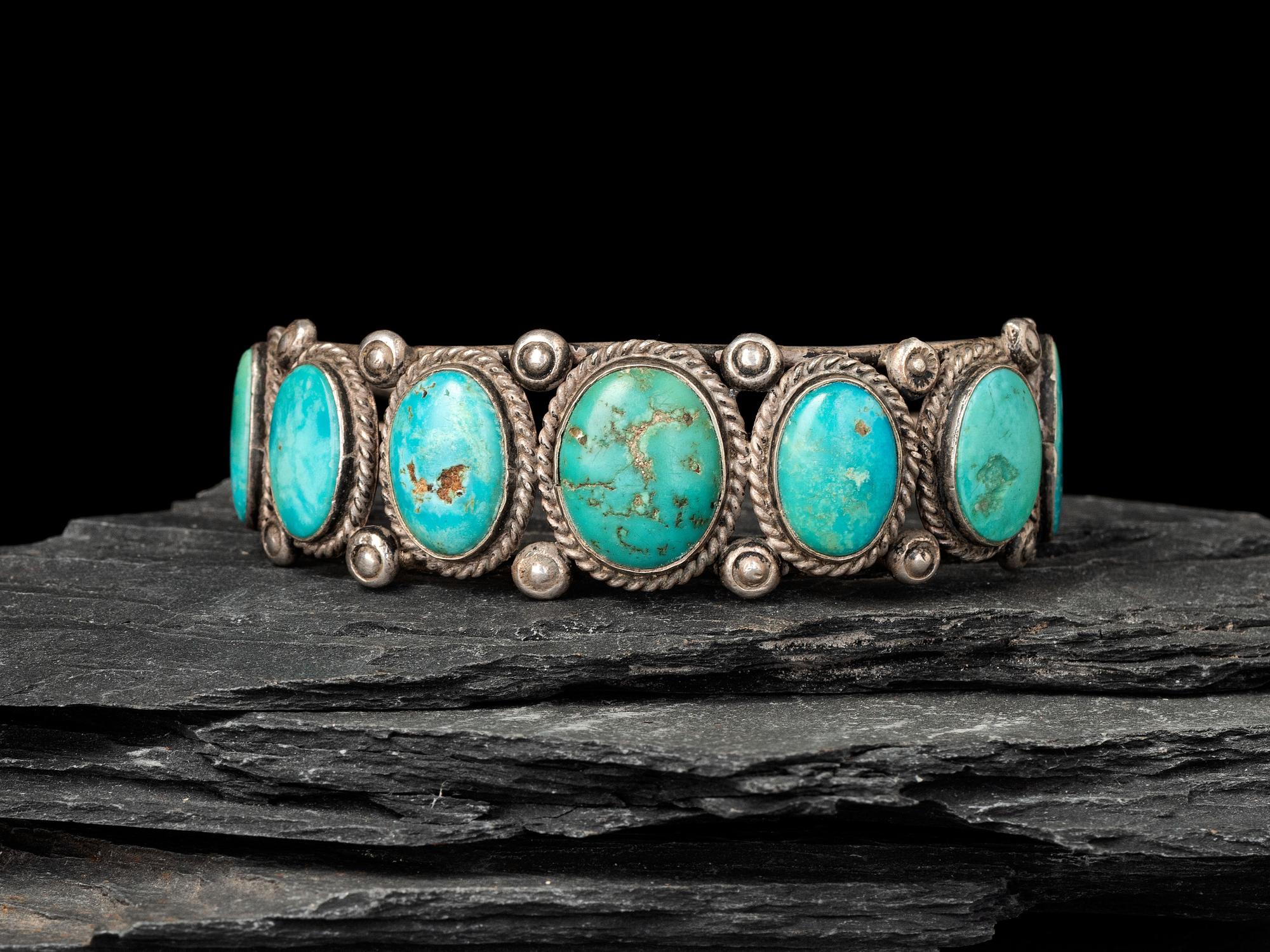 Navajo Silver and Turquoise Cuff Bracelet