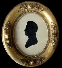Silhouetted portrait of a gentleman bearing stamp of peale museum, philadelphia or baltimore, circa 1820
