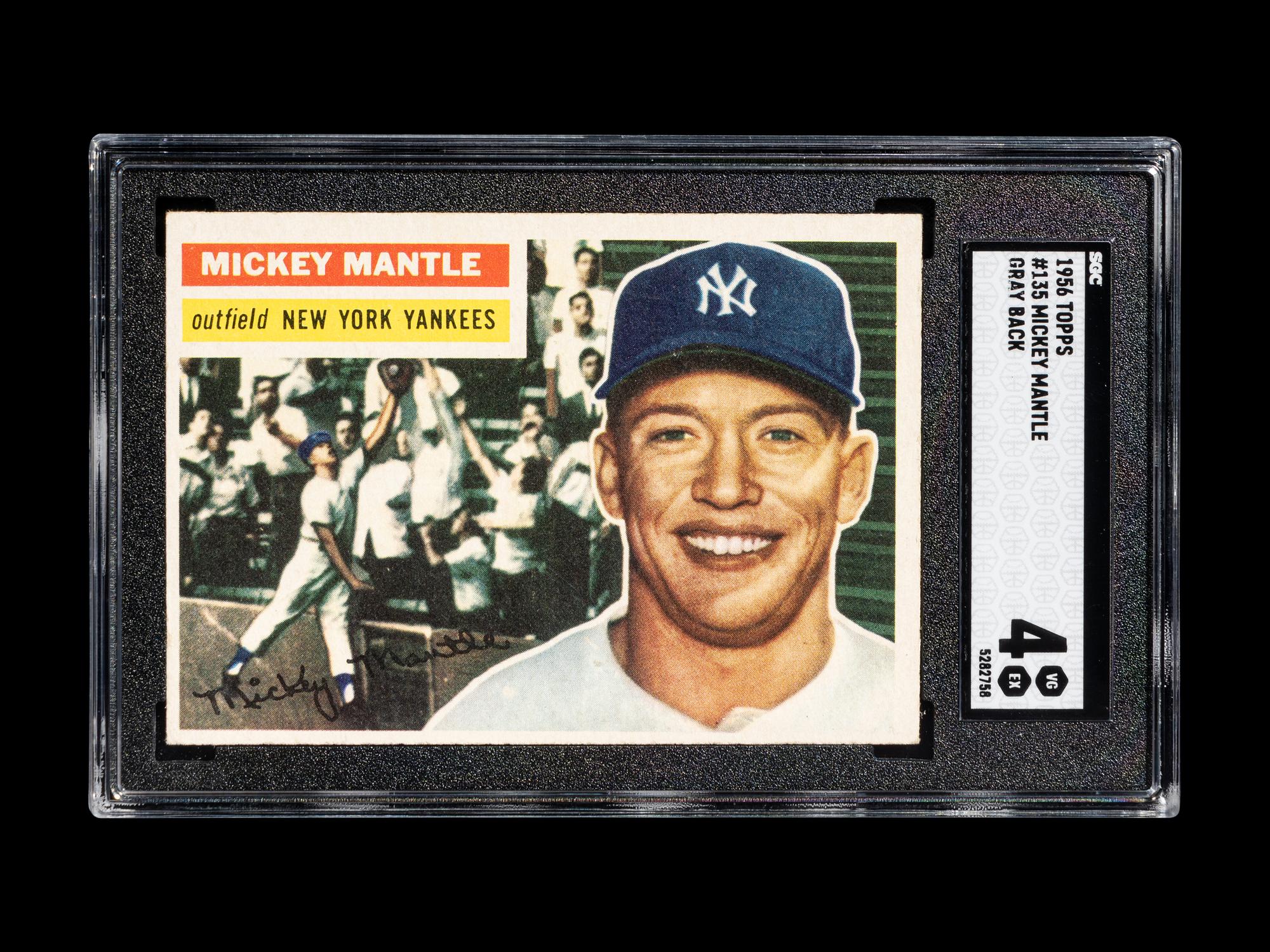 A 1956 Topps Mickey Mantle Baseball Card No. 135 - Gray Back (SGC 4 VG-EX)