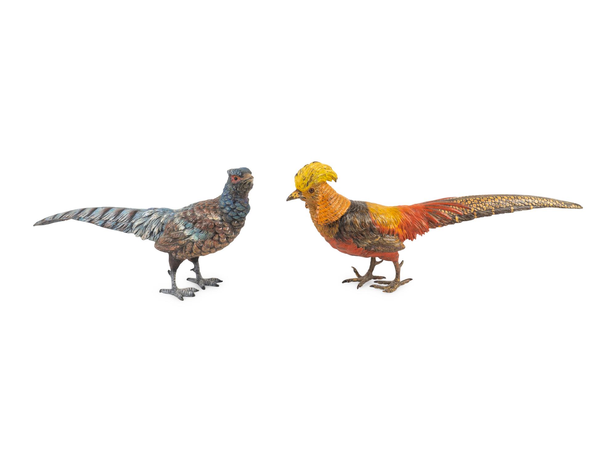 A Pair of Austrian Cold Painted Bronze Pheasants