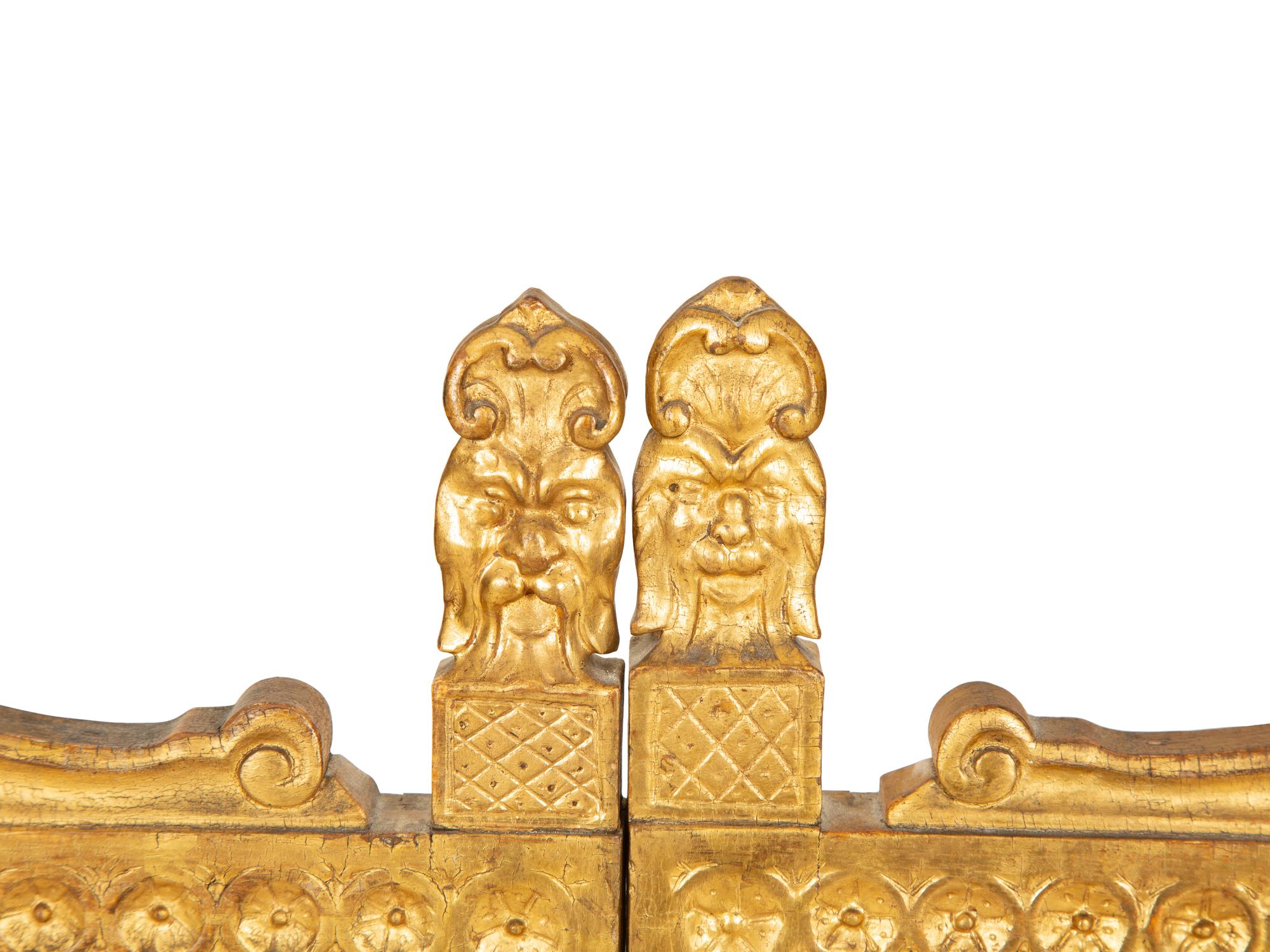A Neoclassical Style Carved Giltwood Two-Panel Wall Hanging with Mirrored Inset Panels — 20th Century