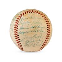 A 1955 Chicago Cubs Team Signed Autograph Baseball Including Early Career Ernie Banks Signature (Beckett Authentication Services)