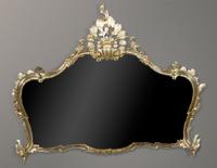 A Louis XV Style Giltwood Over Mantle Mirror, Height 45 x width 51 inches.