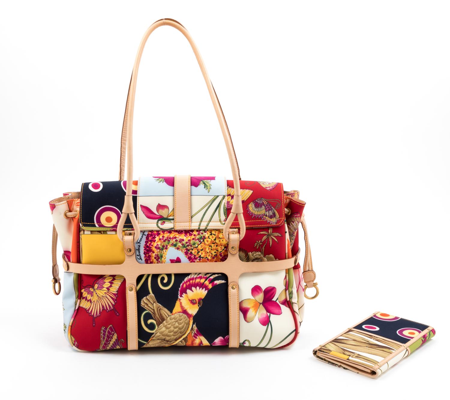 Ferragamo Multicolor Handbag with Wallet, 1990-2000s