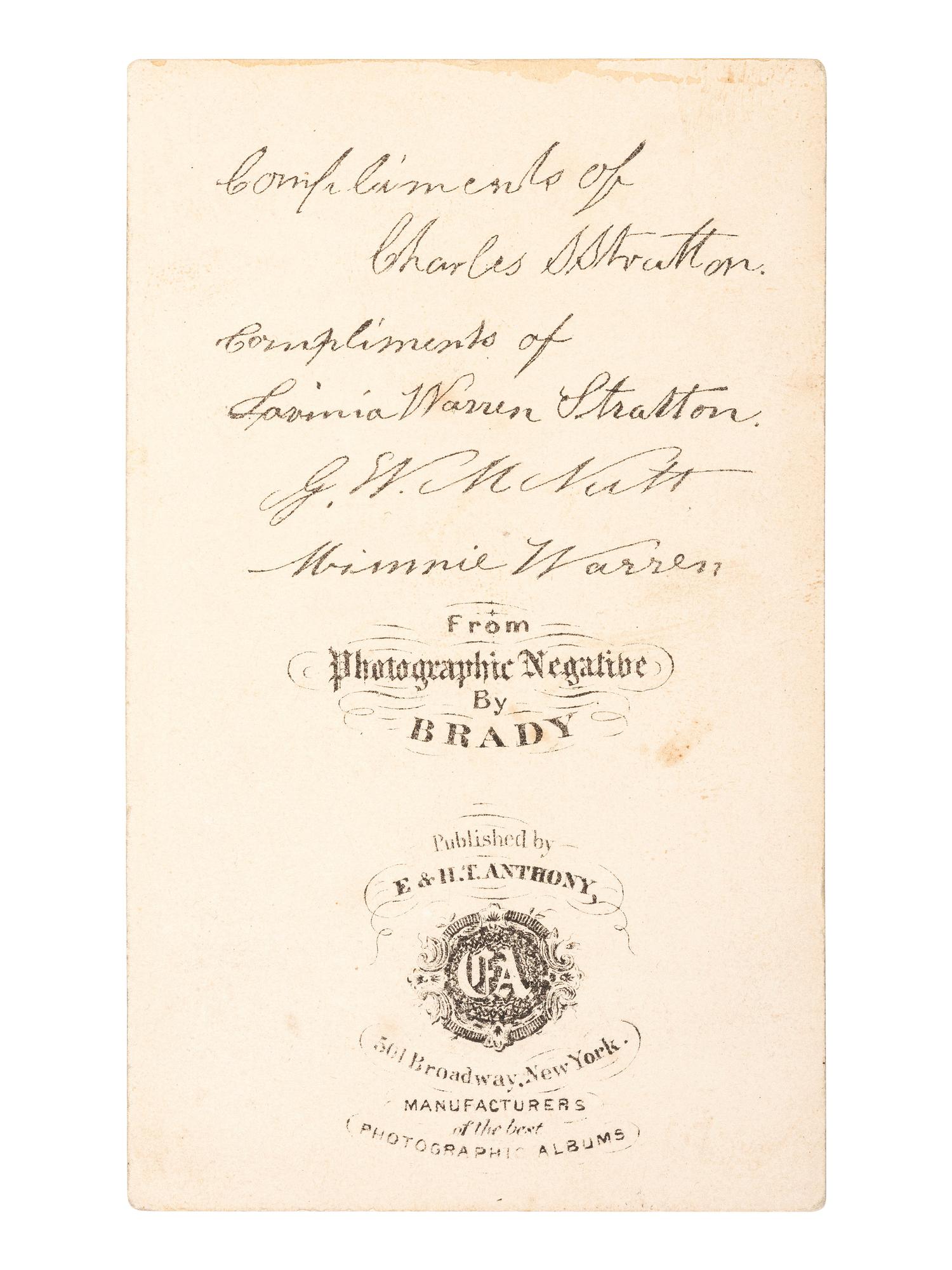 America in Manuscript BARNUM, Phineas Taylor (1810-1891). Autograph album compiled and inscribed by P.T. Barnum, with signatures of Tom Thumb and Edwin Booth.