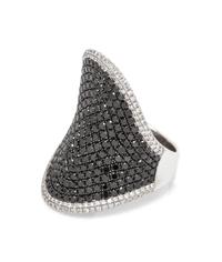 An 18 Karat White Gold, Black Diamond and Diamond Ring,