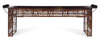 A Large Chinese Bamboo and Lacquer Altar Table, Qiaotou'an Height 36 1/4 x width 106 x depth 18 inches. — 19TH CENTURY
