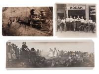 [EARLY PHOTOGRAPHY]. A group of 12 occupational photographs highlighted by a tintype of railroad workers including an African American subject.