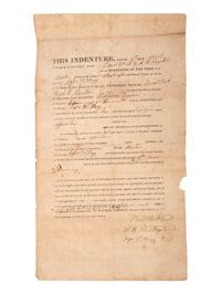 [SLAVERY & ABOLITION]. Partially printed apprenticeship indenture binding William Turner to farmer Jesse V. Hagy. Washington County, Virginia, 5 April 1852.