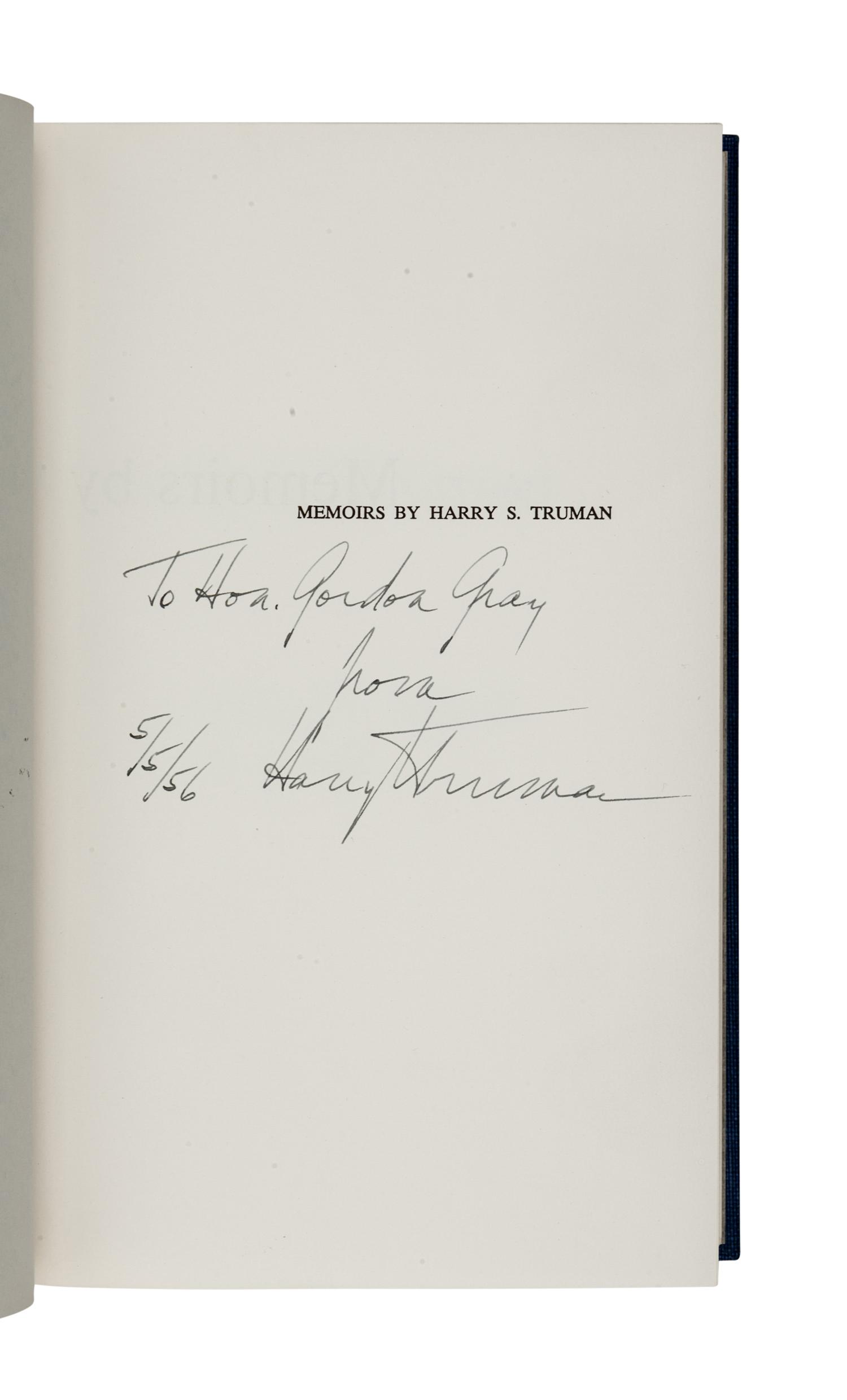 TRUMAN, Harry S. (1884-1972). Memoirs . Garden City, New York: Doubleday & Company, Inc., 1955-1956.