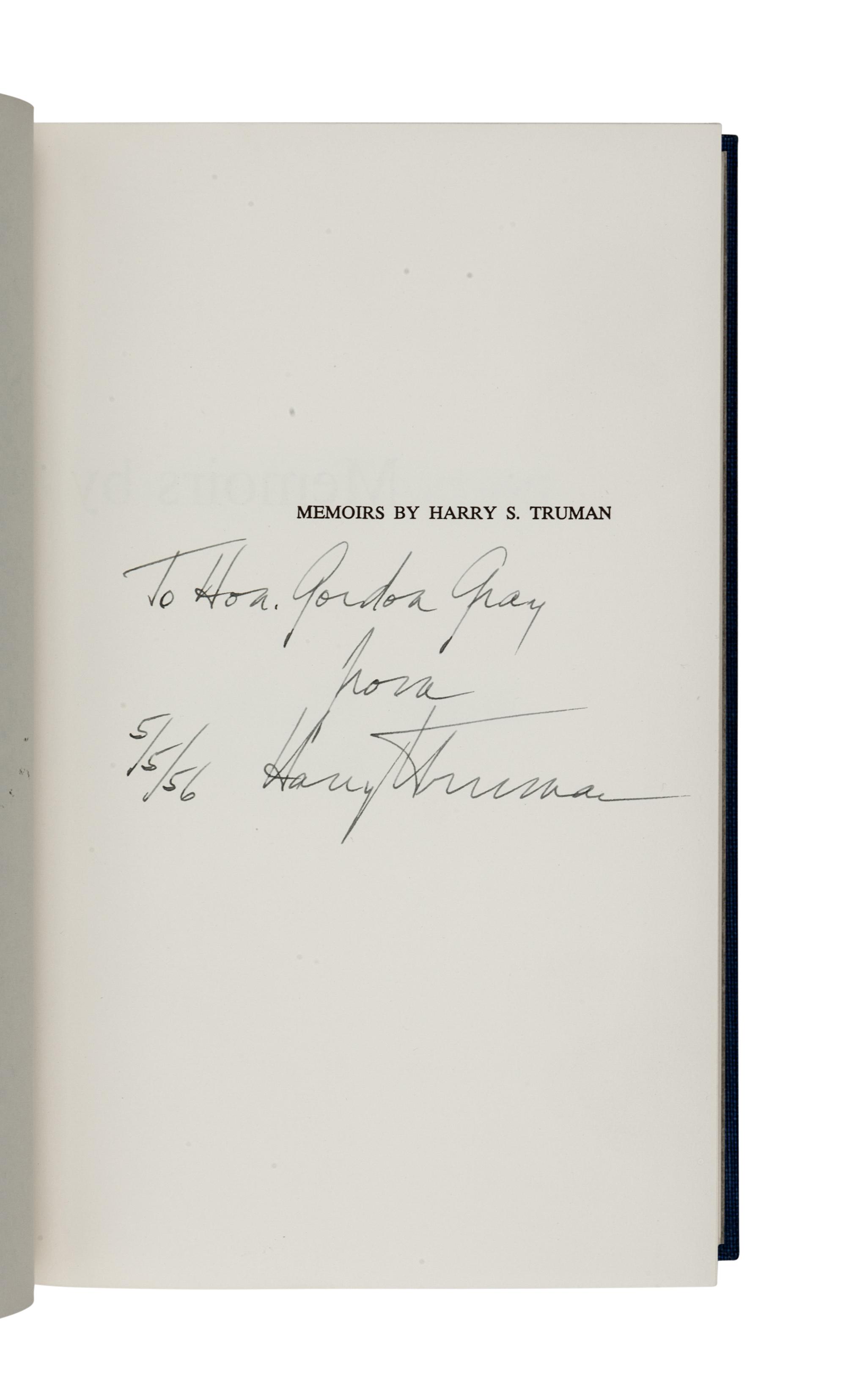 TRUMAN, Harry S. (1884-1972). Memoirs . Garden City, New York: Doubleday & Company, Inc., 1955-1956.