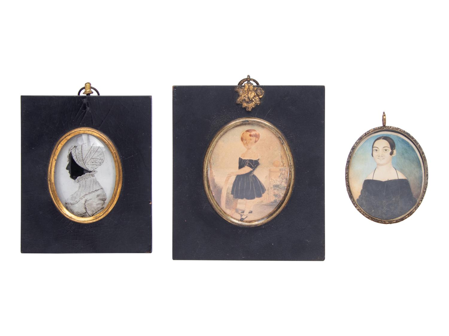 Anglo-American School 19th Century, A Group of Three Portrait Miniatures