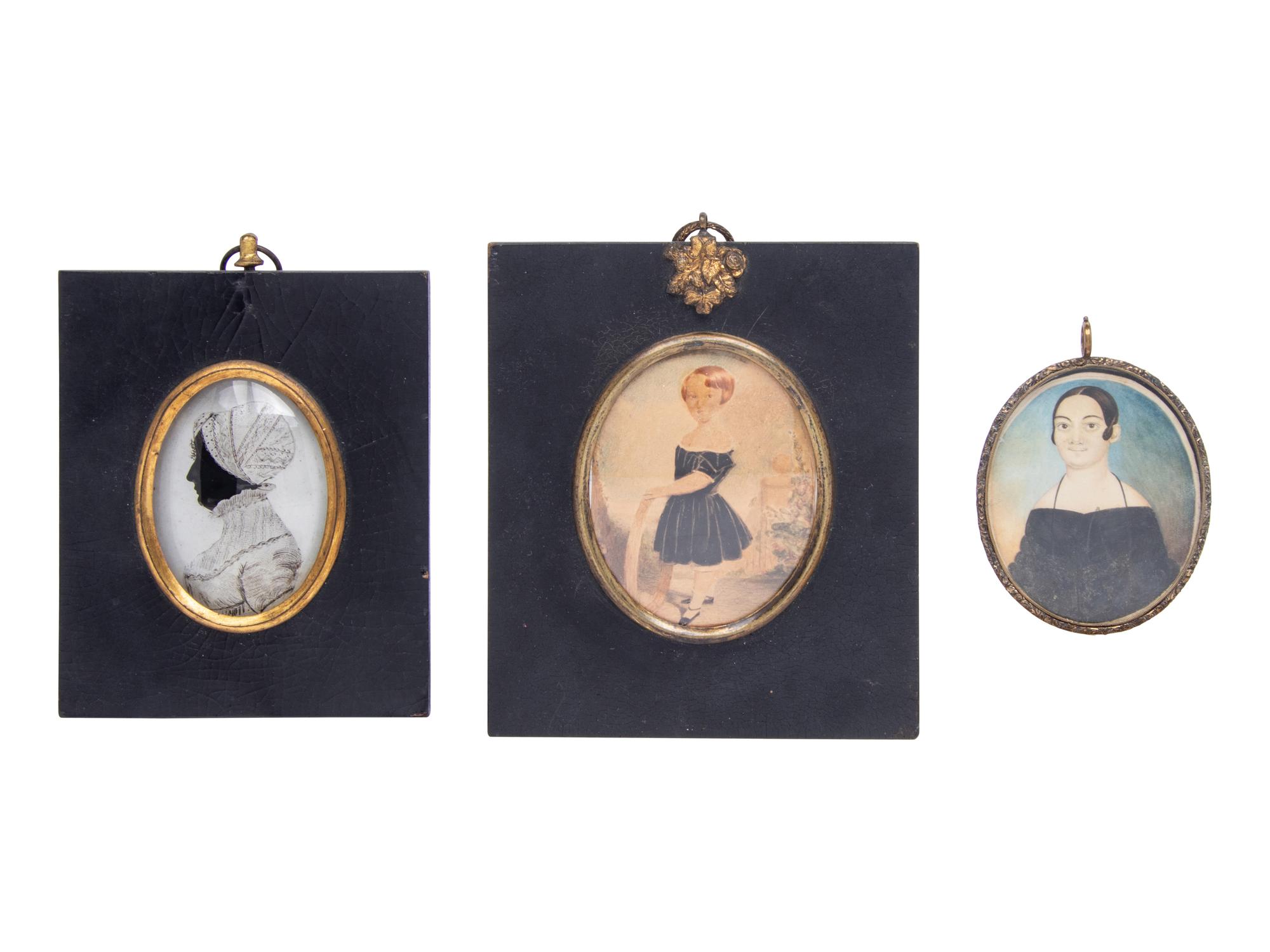 Anglo-American School 19th Century, A Group of Three Portrait Miniatures