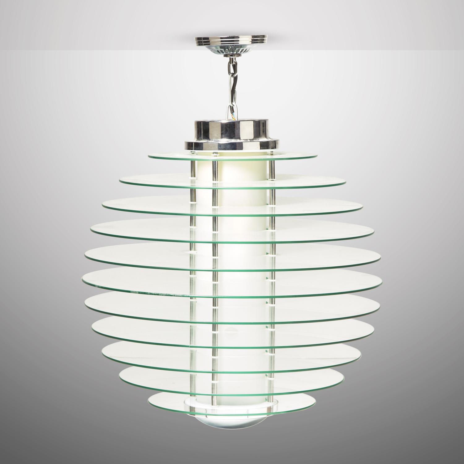 Three hanging lamps, model 0024, designed 1933, present lot c. 2000 Fontana Arte, Italy