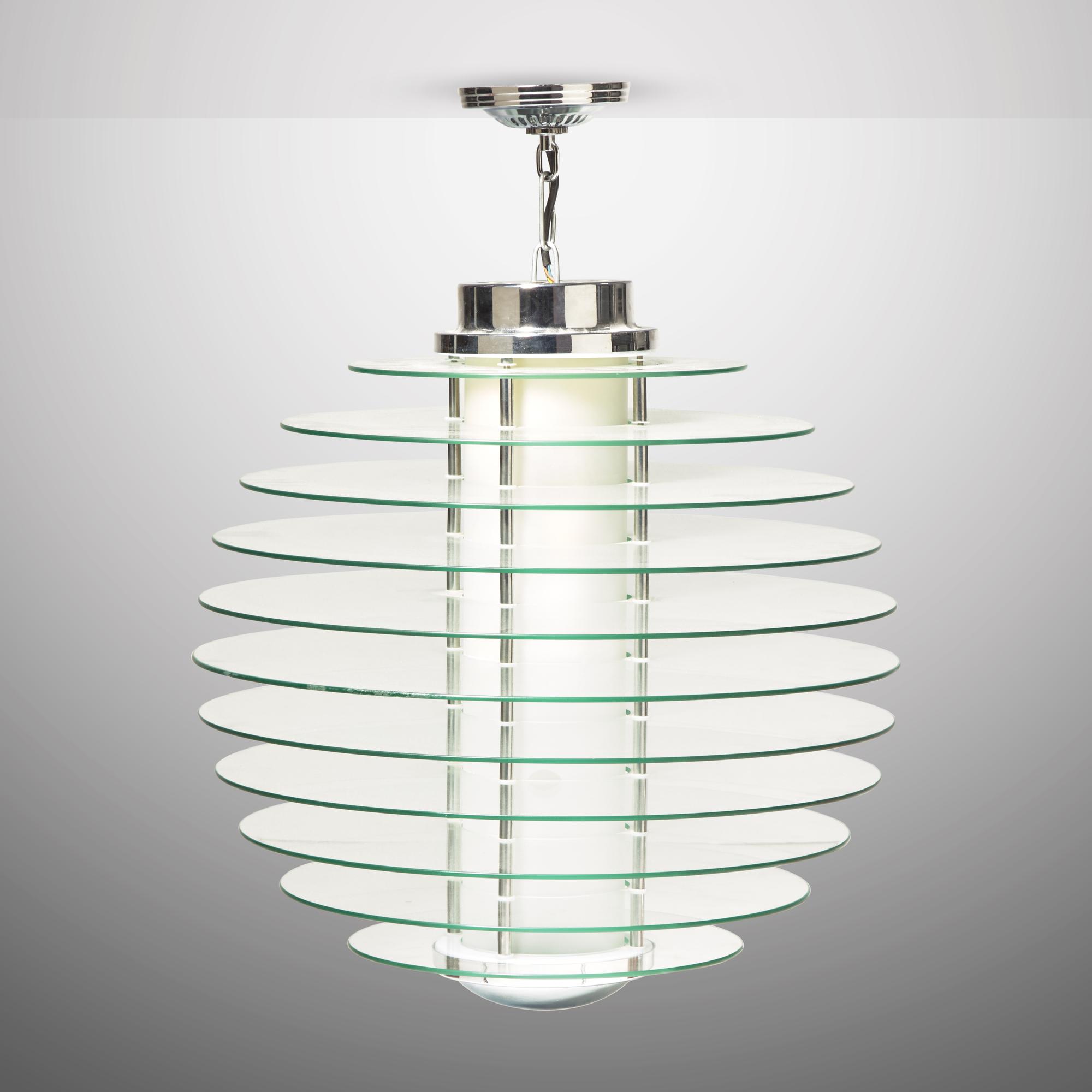 Three hanging lamps, model 0024, designed 1933, present lot c. 2000 Fontana Arte, Italy