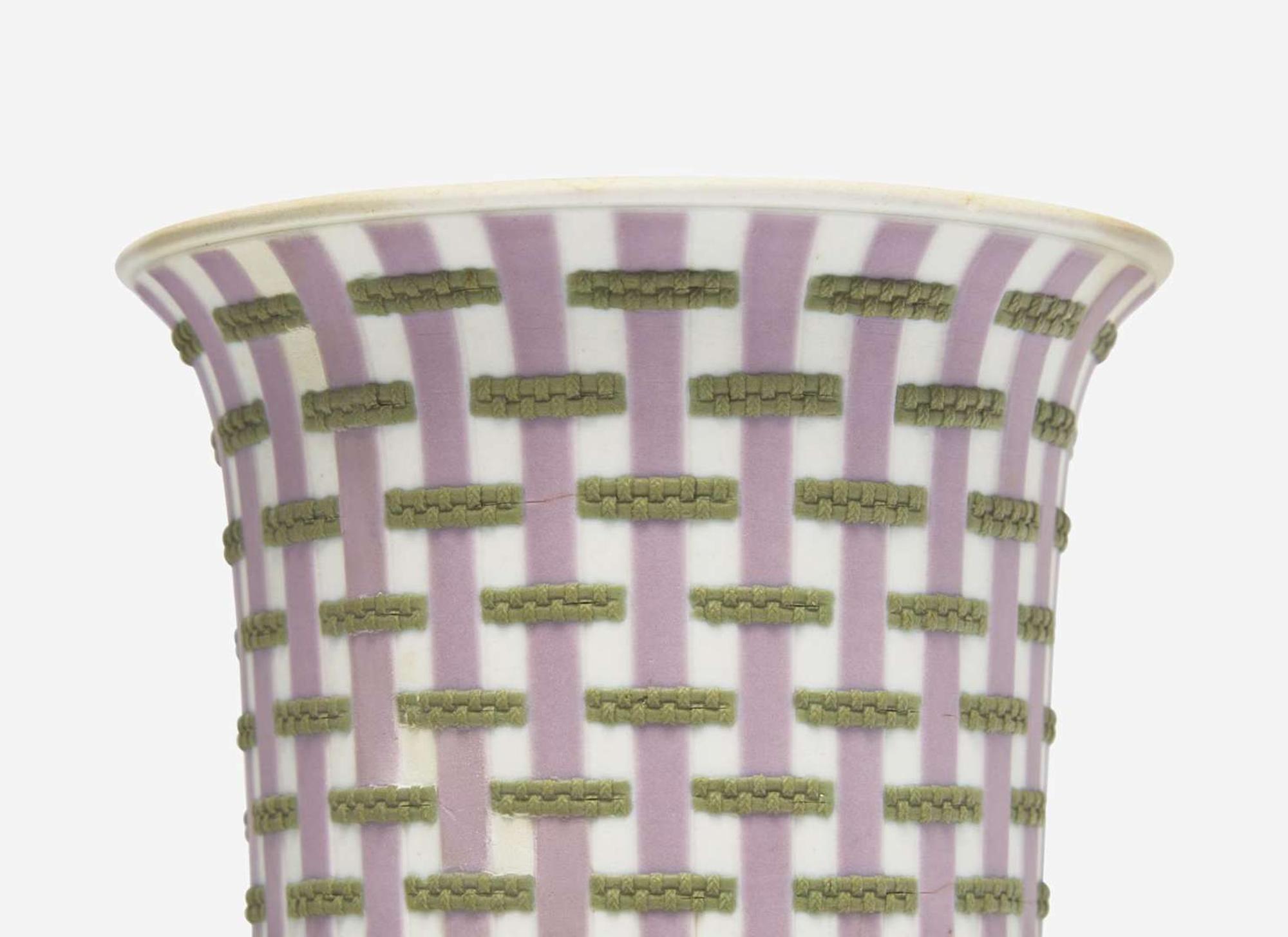 A Wedgwood Tricolor Strap Ware Jasperware Vase, UK, circa 1790
