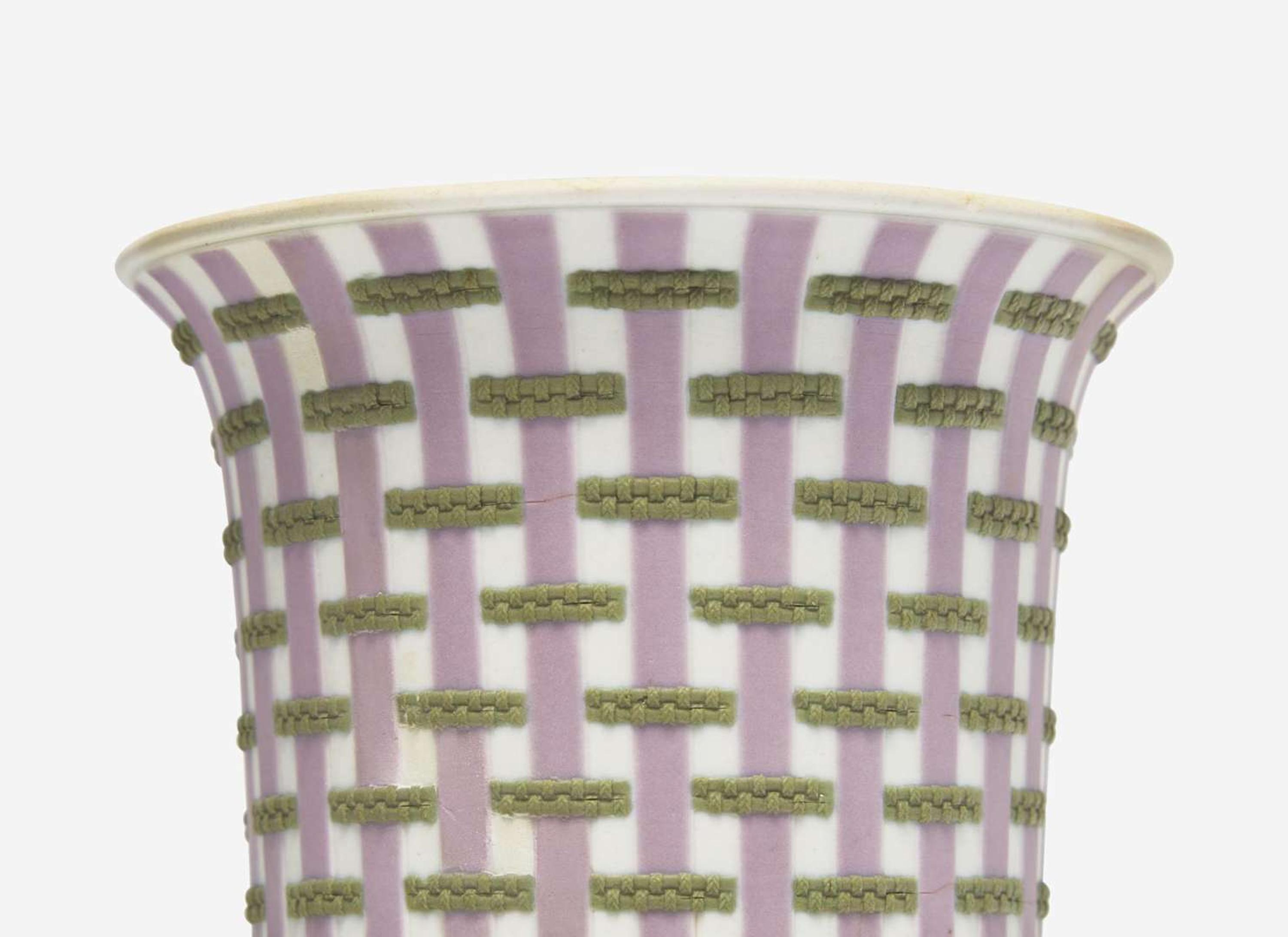A Wedgwood Tricolor Strap Ware Jasperware Vase, UK, circa 1790