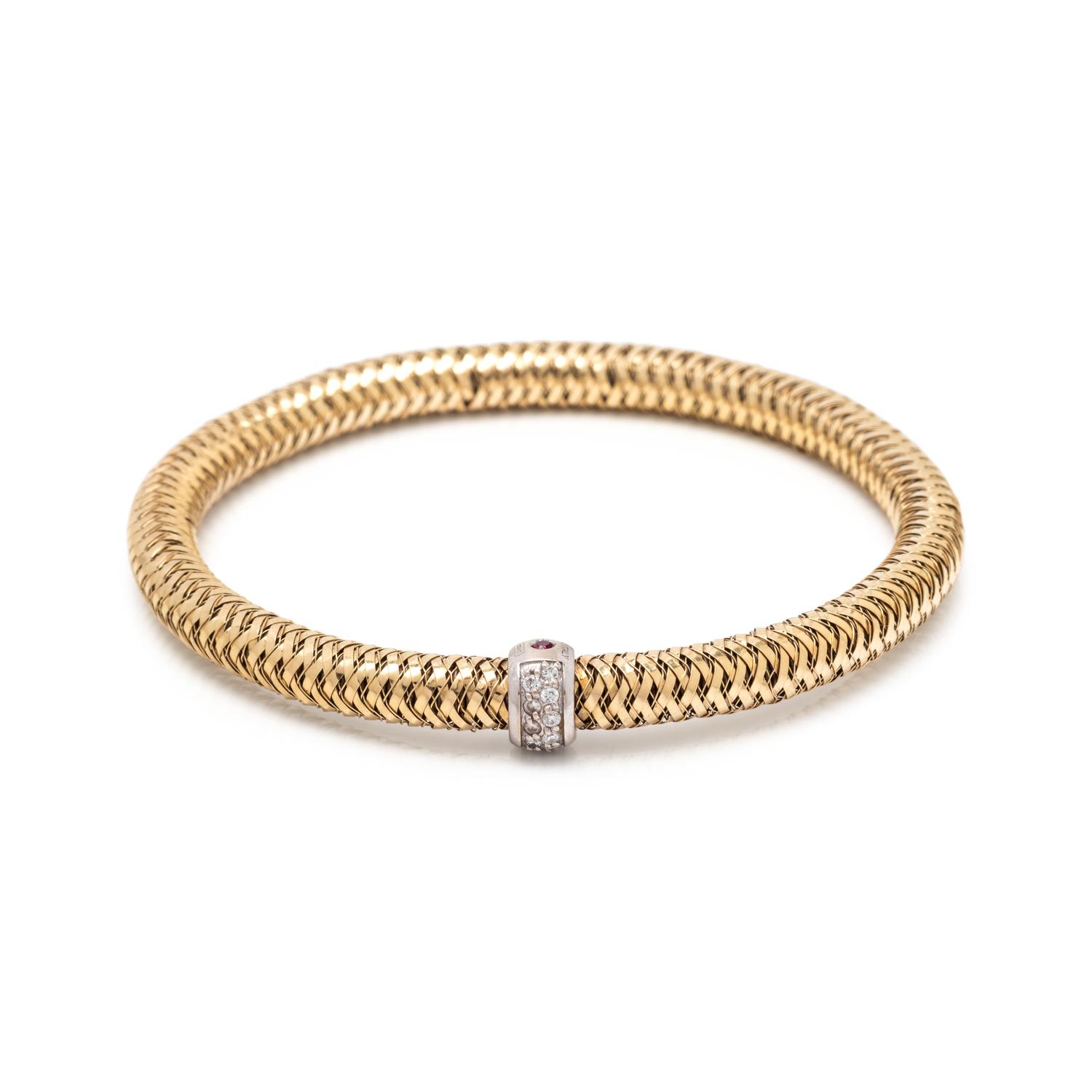 ROBERTO COIN, YELLOW GOLD AND DIAMOND 'PRIMAVERA' BRACELET