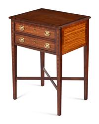 A Pair of Georgian Style Mahogany and Satinwood Side Tables
