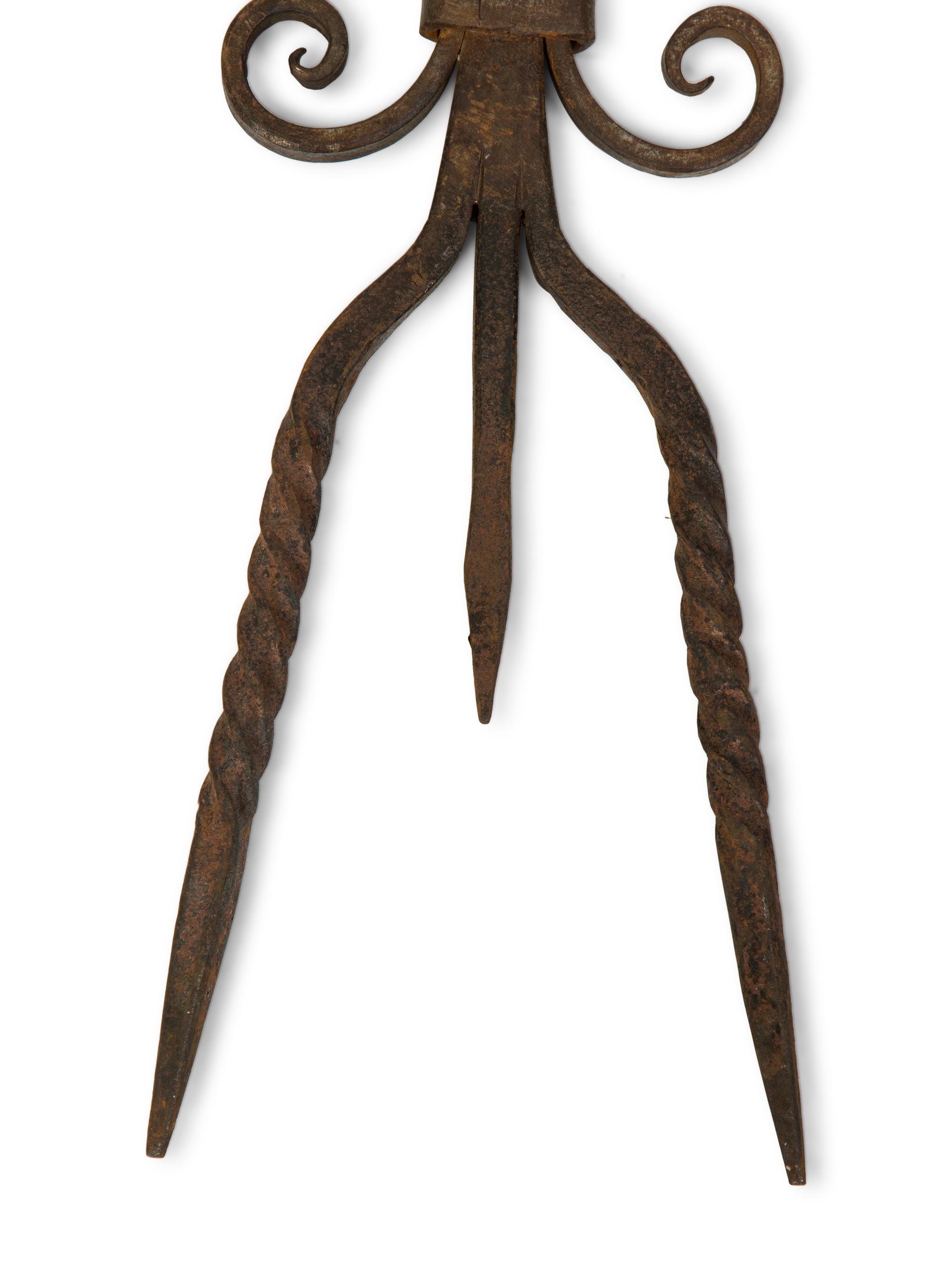 A Set of Three Steel and Brass Fire Tools with Figural Handles — 19TH CENTURY