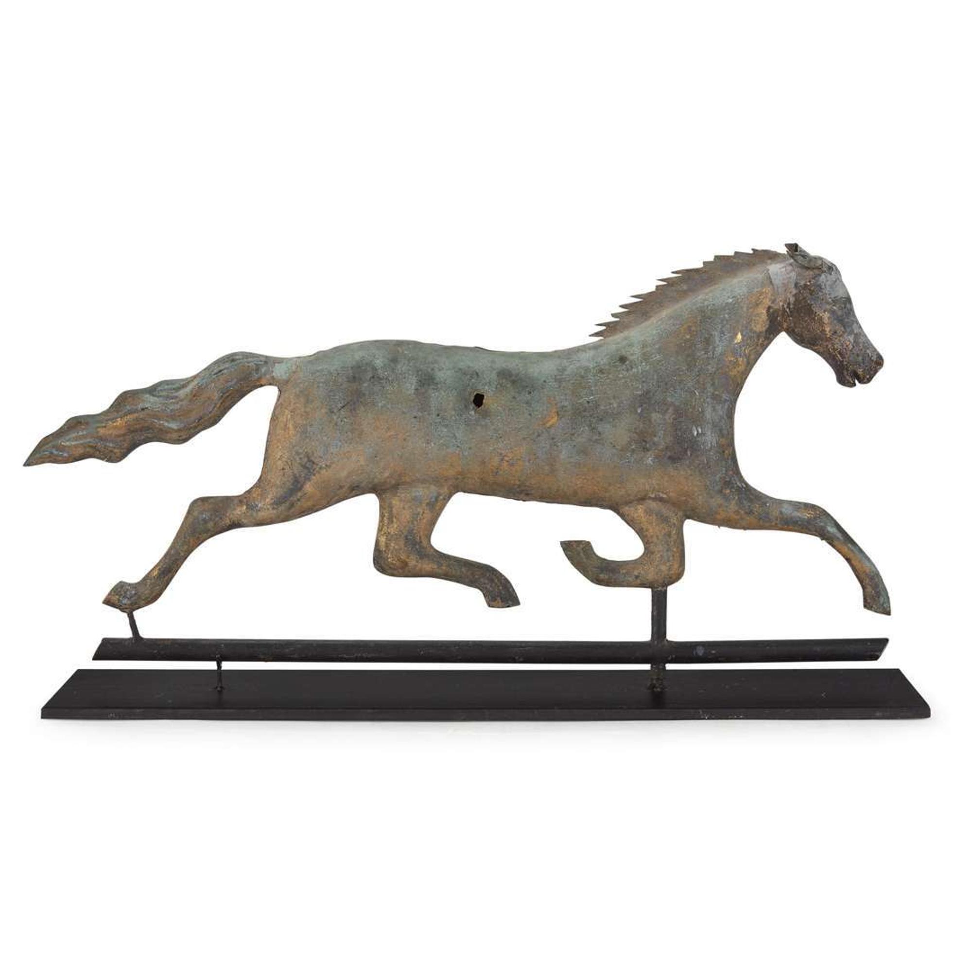 Molded copper and cast zinc weathervane of a running horse late 19th century