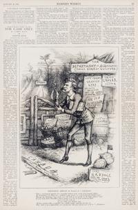 CLEMENS, SAMUEL L. (TWAIN, MARK) Harper's Weekly caricature of Clemens. January 21, 1882.