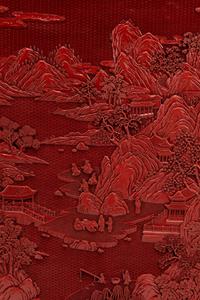 A Pair of Chinese Export Carved Red Lacquer Panels