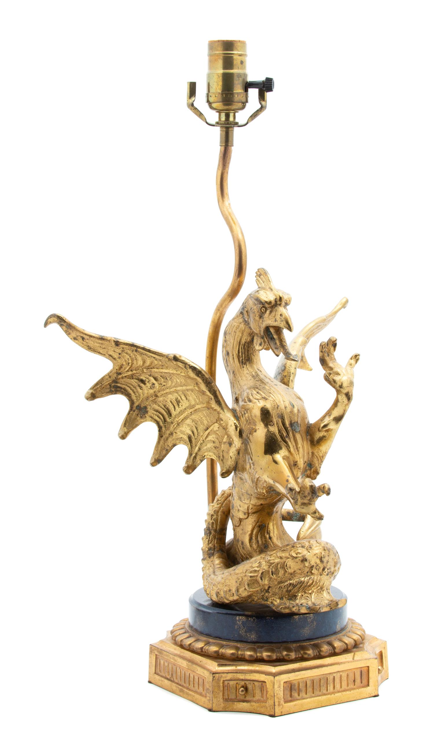 A French Gilt Bronze Hippocamp-Form Table Lamp — 19TH CENTURY