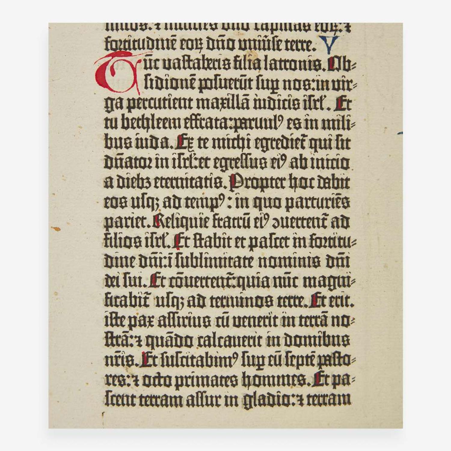 [Early Printing] Gutenberg, Johannes Leaf from the Gutenberg Bible