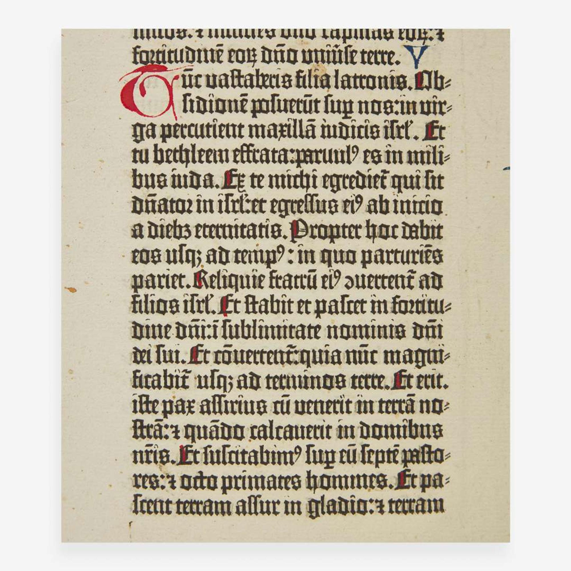 [Early Printing] Gutenberg, Johannes Leaf from the Gutenberg Bible