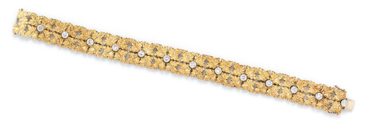 A Vintage 18 Karat Gold and Diamond Bracelet, Buccellati, Circa 1960, 20.70 dwts.