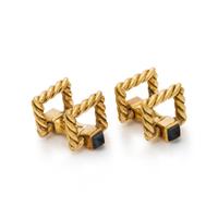 CARTIER PARIS, YELLOW GOLD AND SAPPHIRE CUFFLINKS