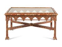 A Venetian Gothic Style Painted and Parcel Gilt Low Table