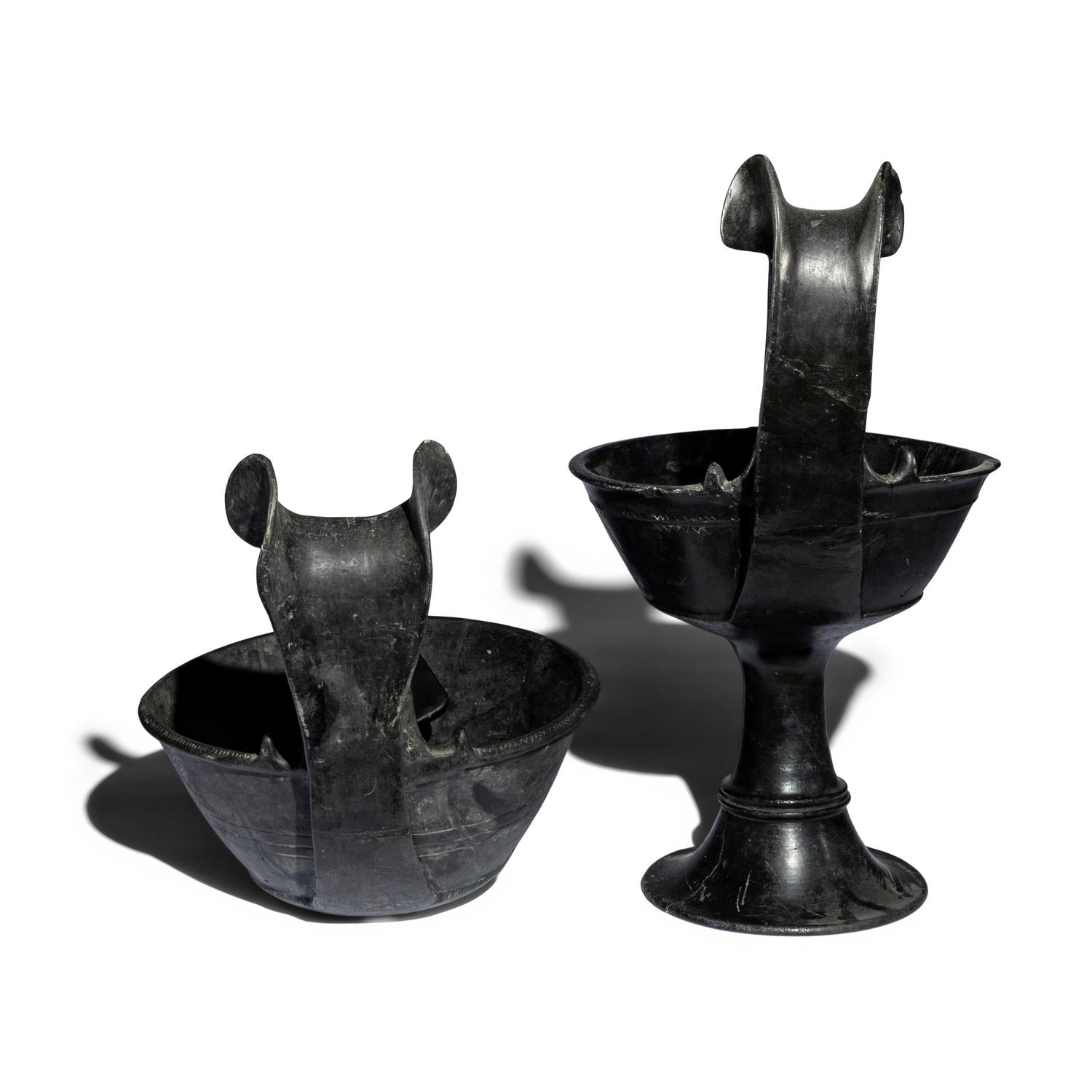 Two Etruscan Bucchero Kyathoi