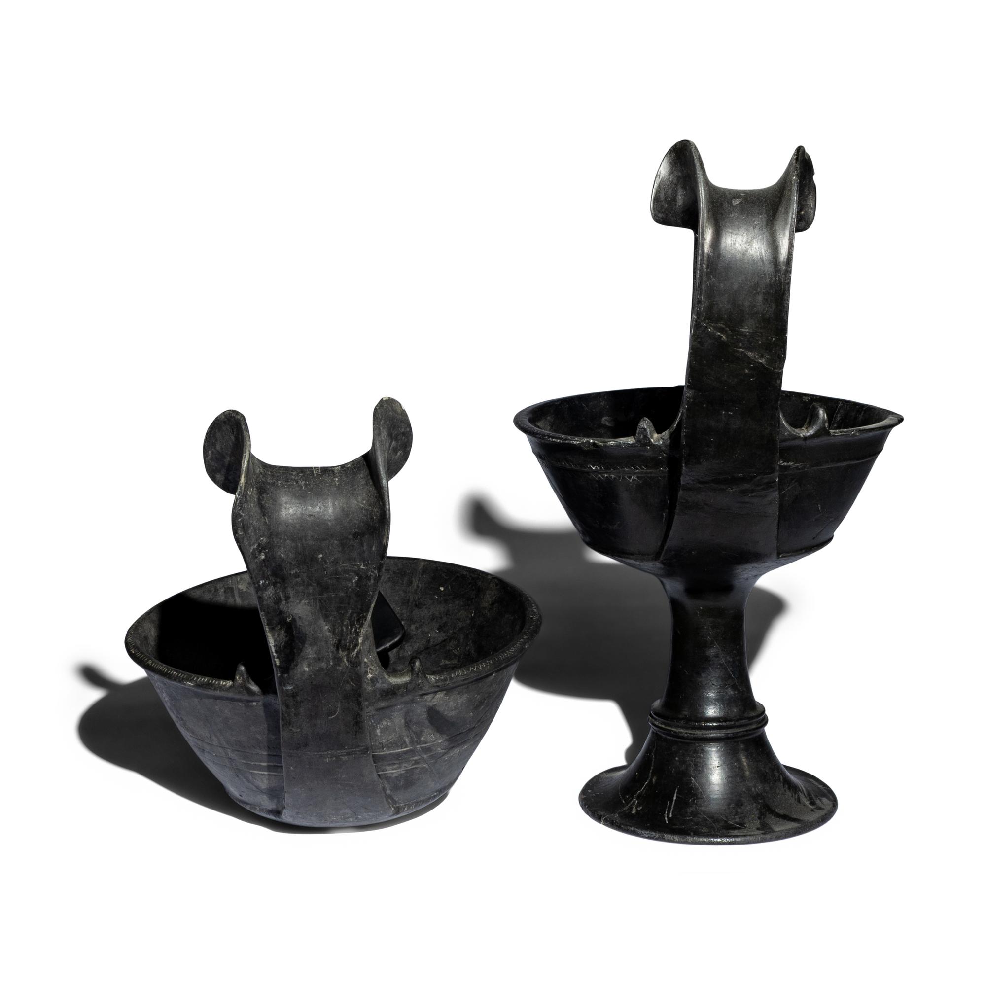 Two Etruscan Bucchero Kyathoi