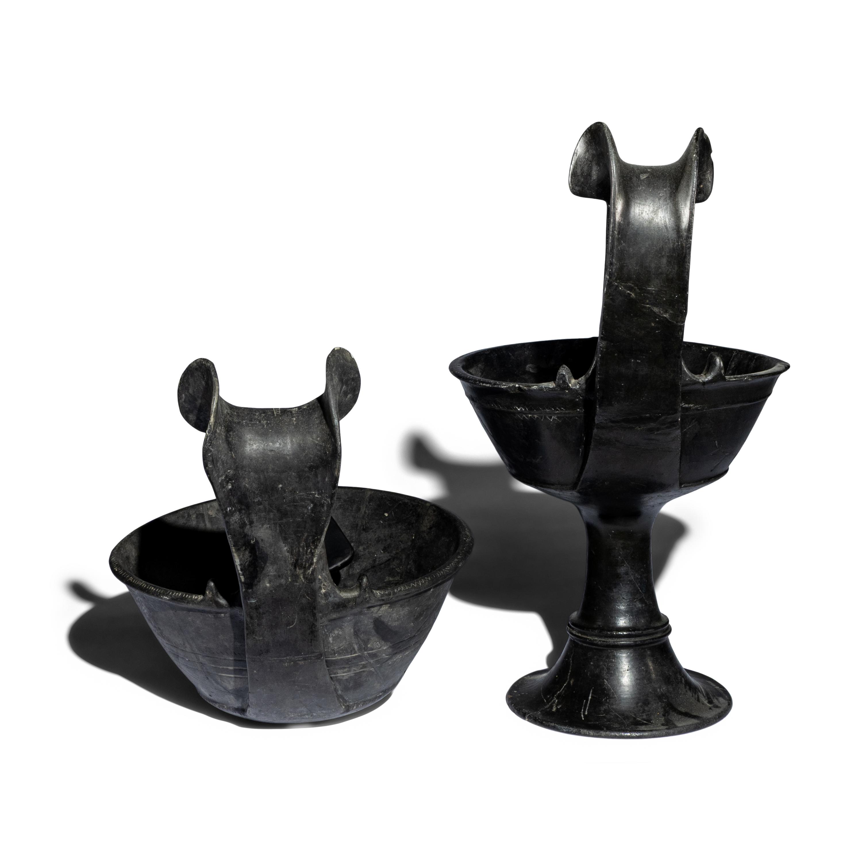 Two Etruscan Bucchero Kyathoi